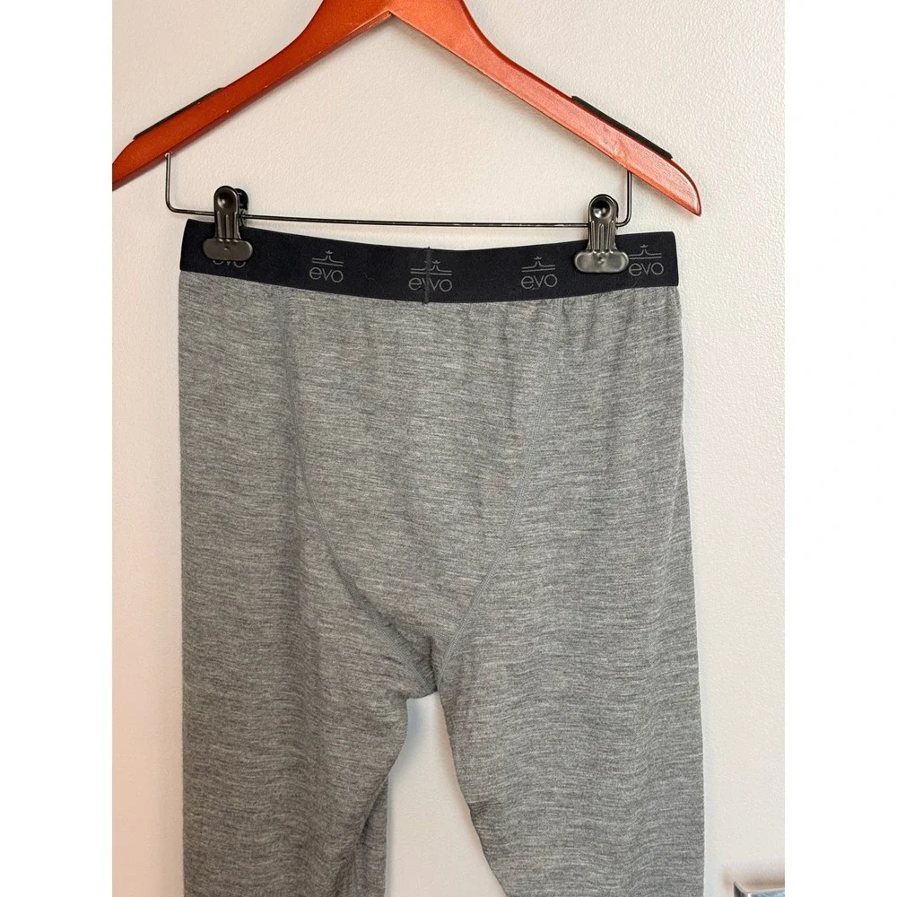 Evo Mens 100% Merino Wool Base Layer Leggings Gray Thermal Pants Size L 30x30